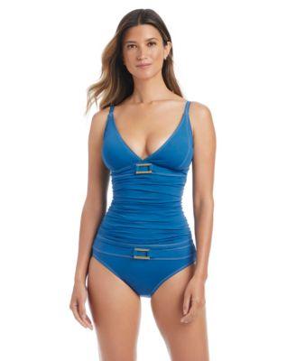 bleu by rod beattie womens v neck tankini top full coverage hipster bottoms