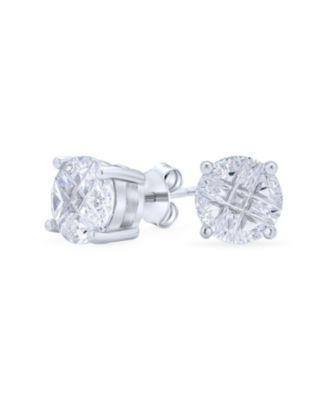 bling jewelry 3ct round solitaire cut cubic zirconia invisible cut stud earrings sterling silver