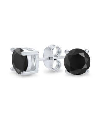 bling jewelry black solitaire cz stud earrings .925 sterling silver