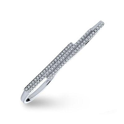 bling jewelry fashion geometric cz pave double sideway bar two finger ring sterling silver