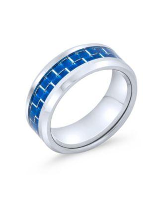 bling jewelry opalescent inlay titanium promise band ring black silver tone 8mm
