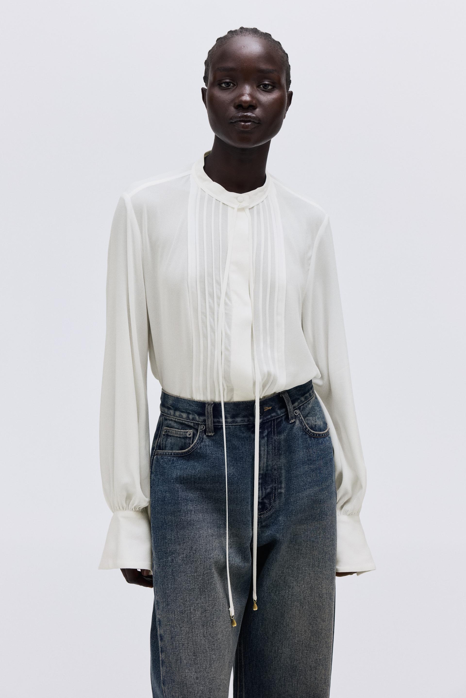blouse with pintucks