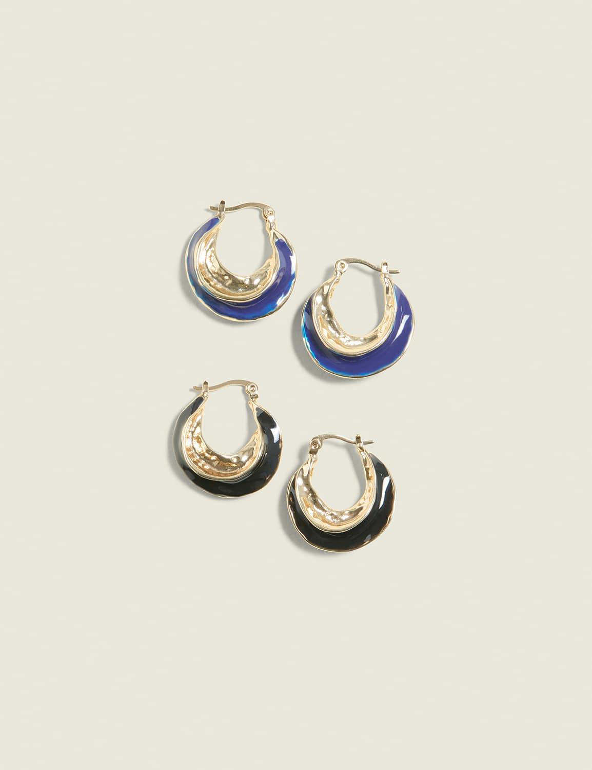 blue & black hoop earring 2-pack