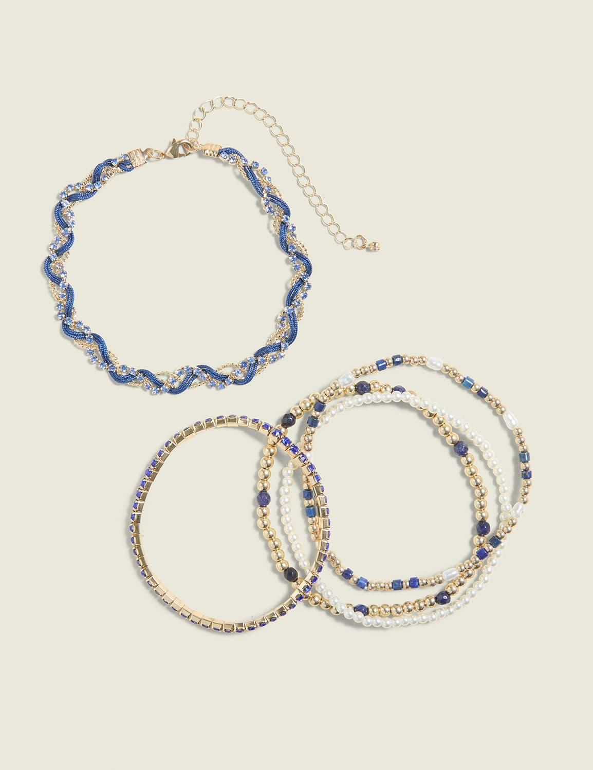 blue & goldtone bracelet pack