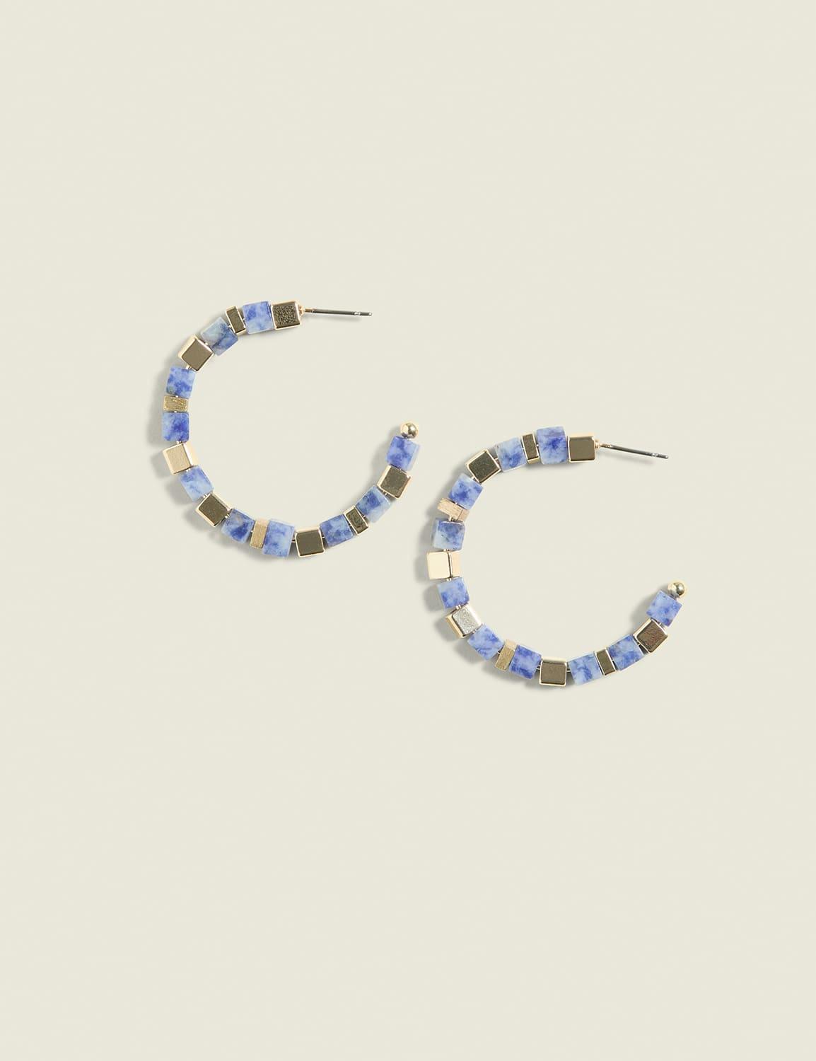 blue & goldtone hoop earrings