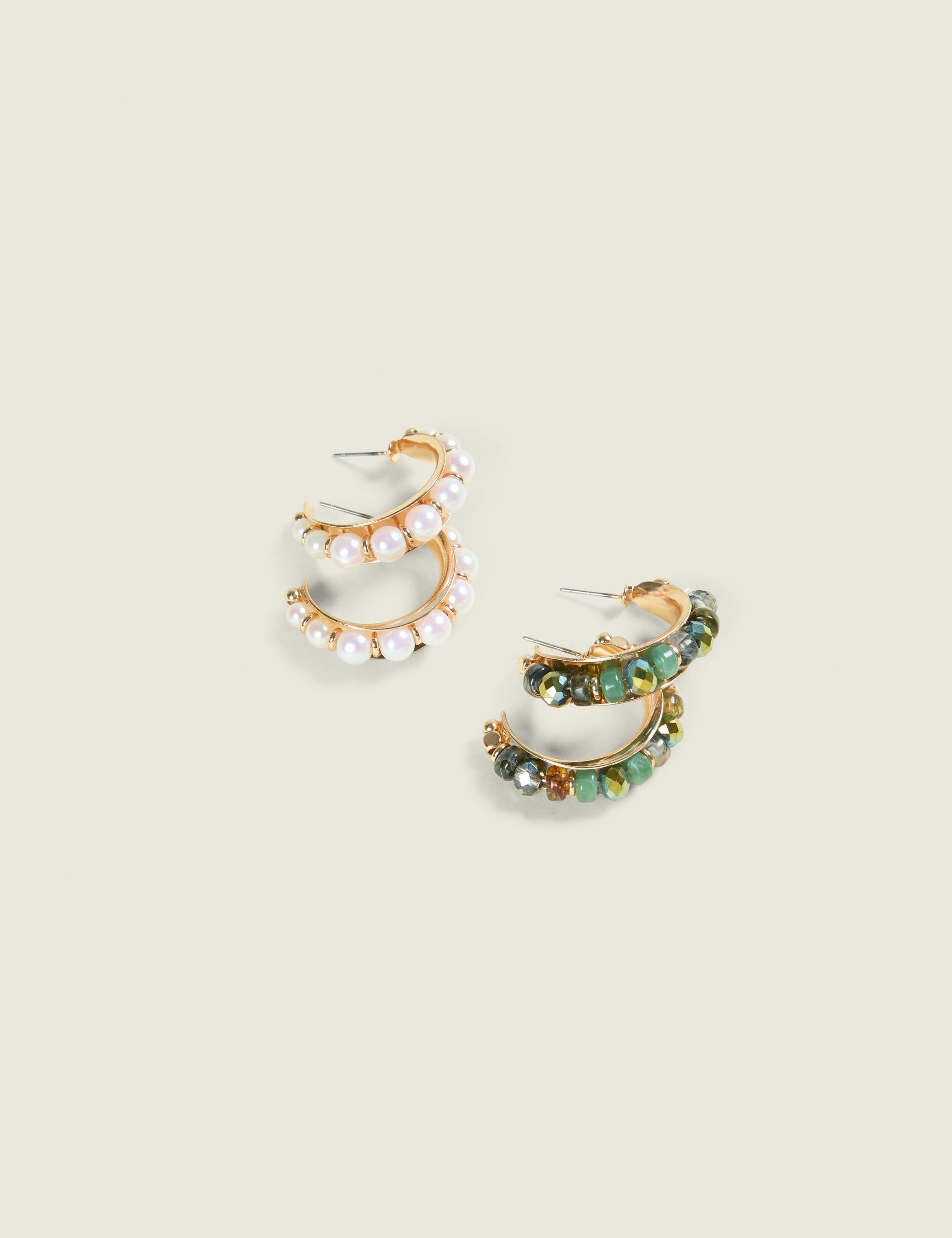 blue & pearlized hoop earring 2-pack