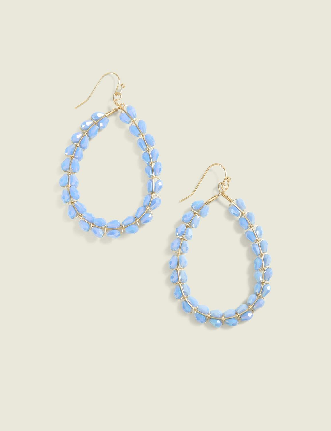 blue beaded drop earrings
