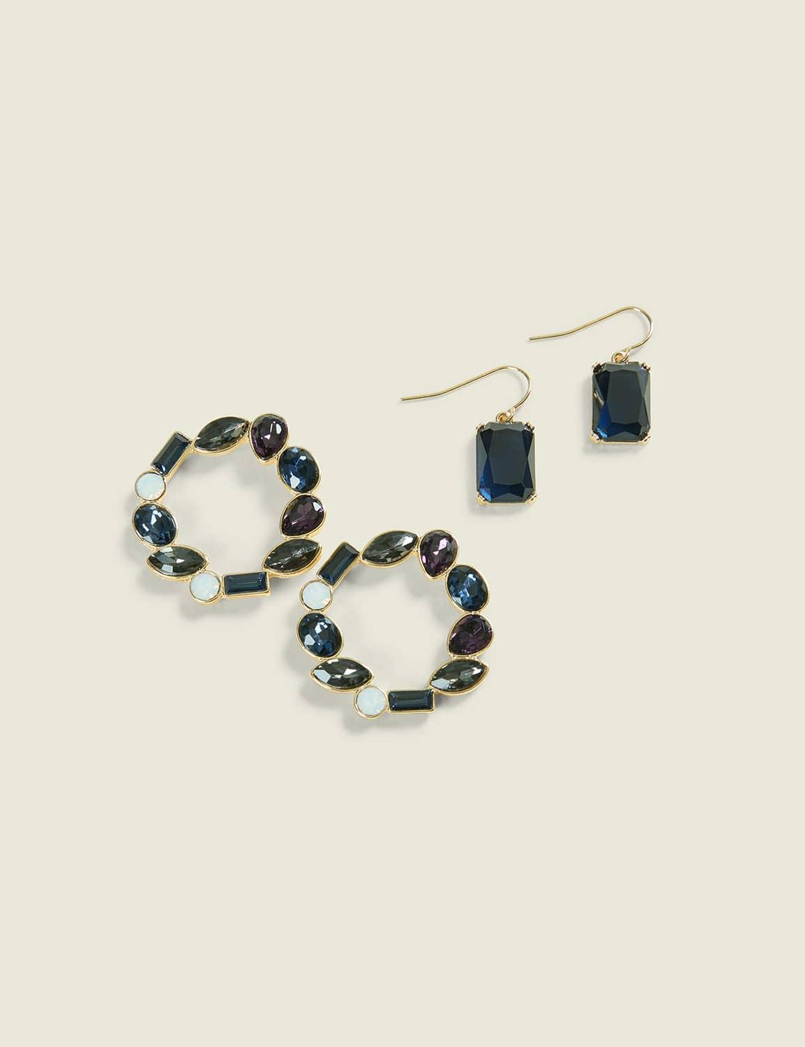 blue imitation stone earring 2-pack