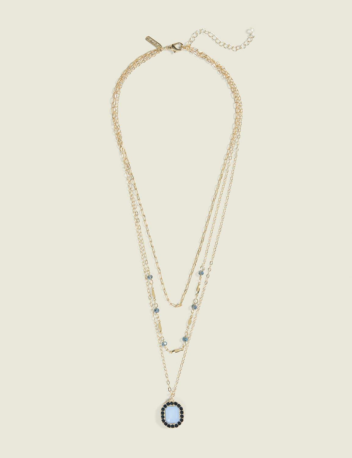blue imitation stone multi-layer necklace