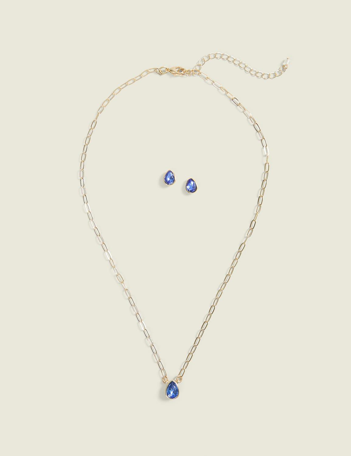 blue imitation stone necklace & earring set