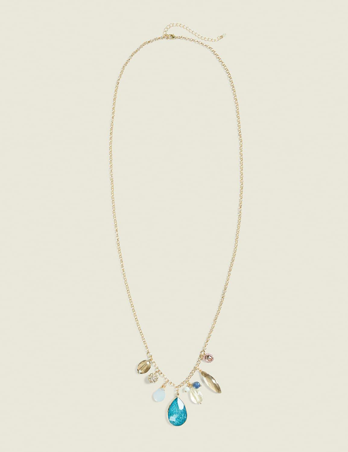 blue imitation stone pendant necklace