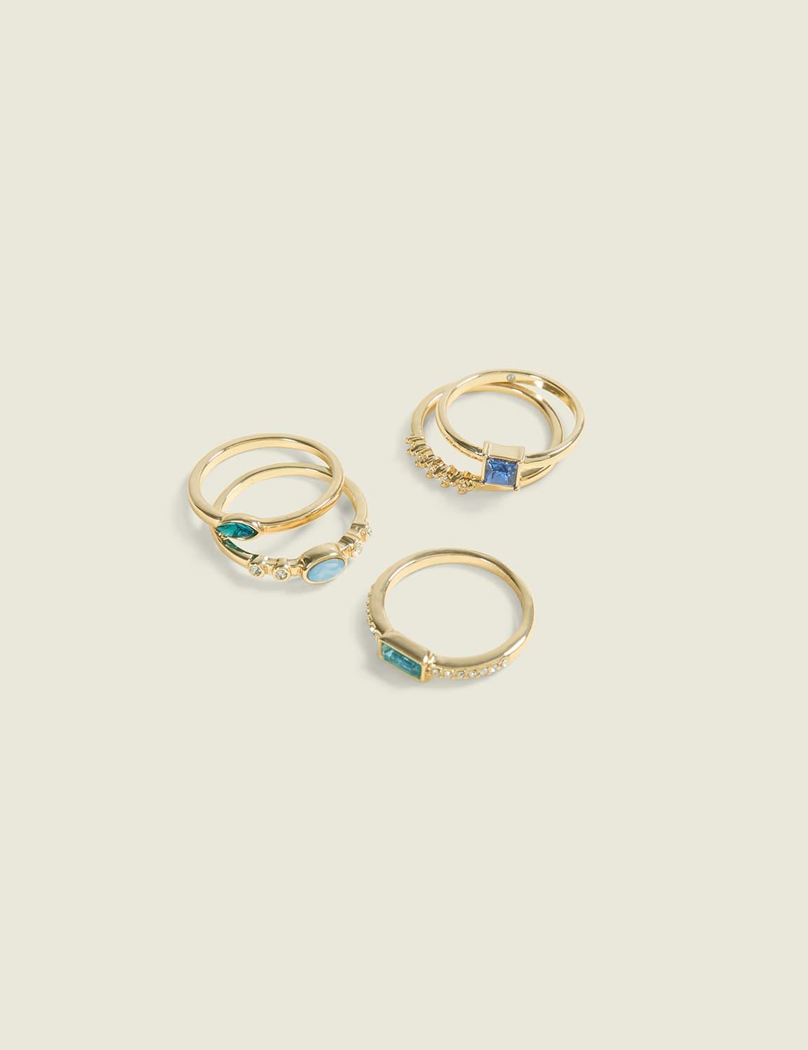 blue imitation stone ring stack