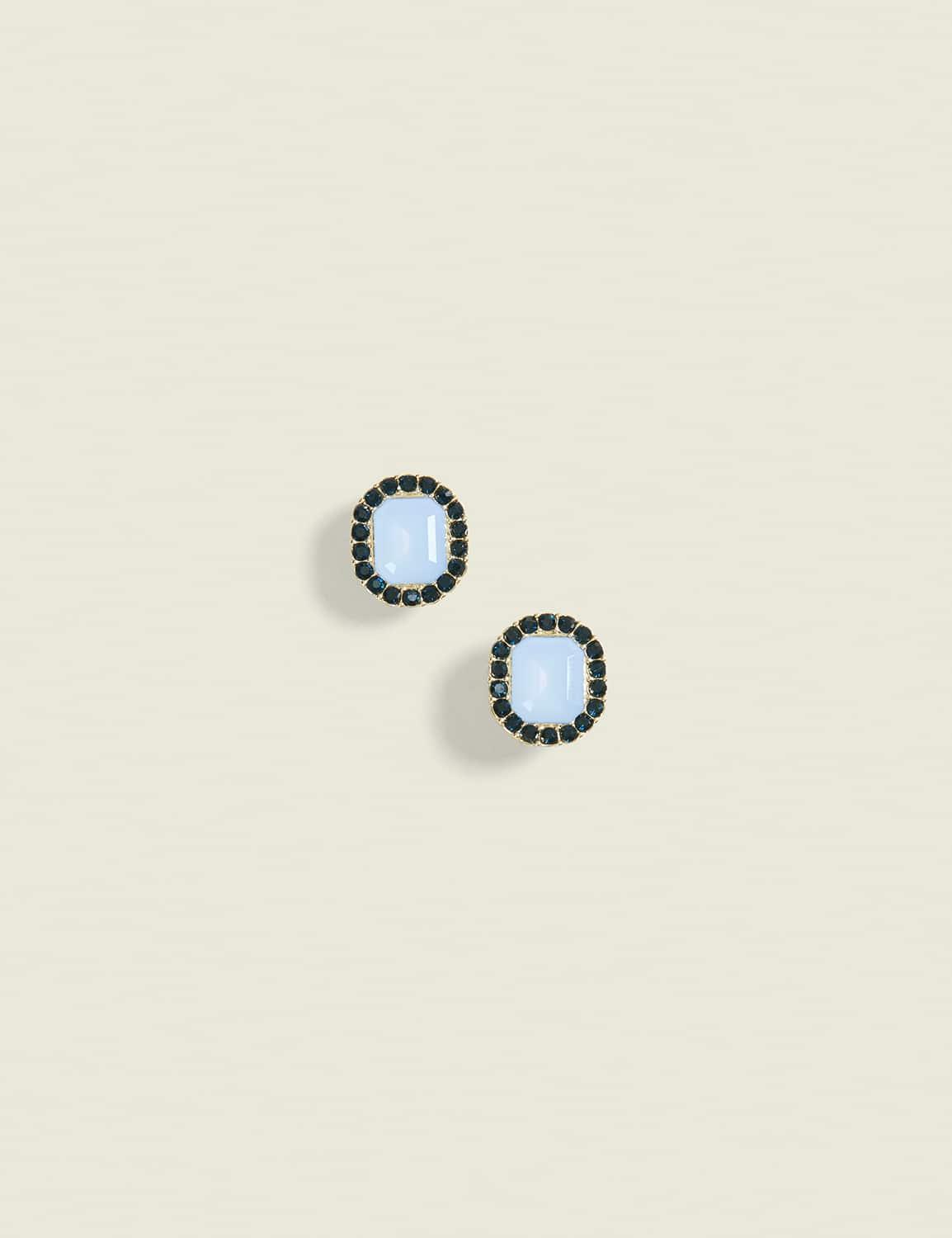 blue imitation stone stud earrings