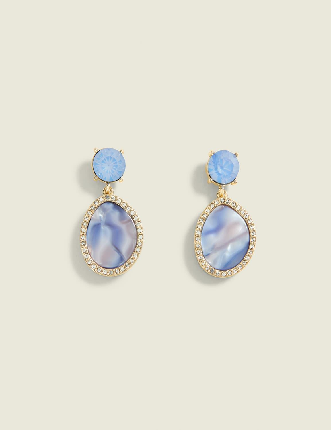 blue marble drop earrings