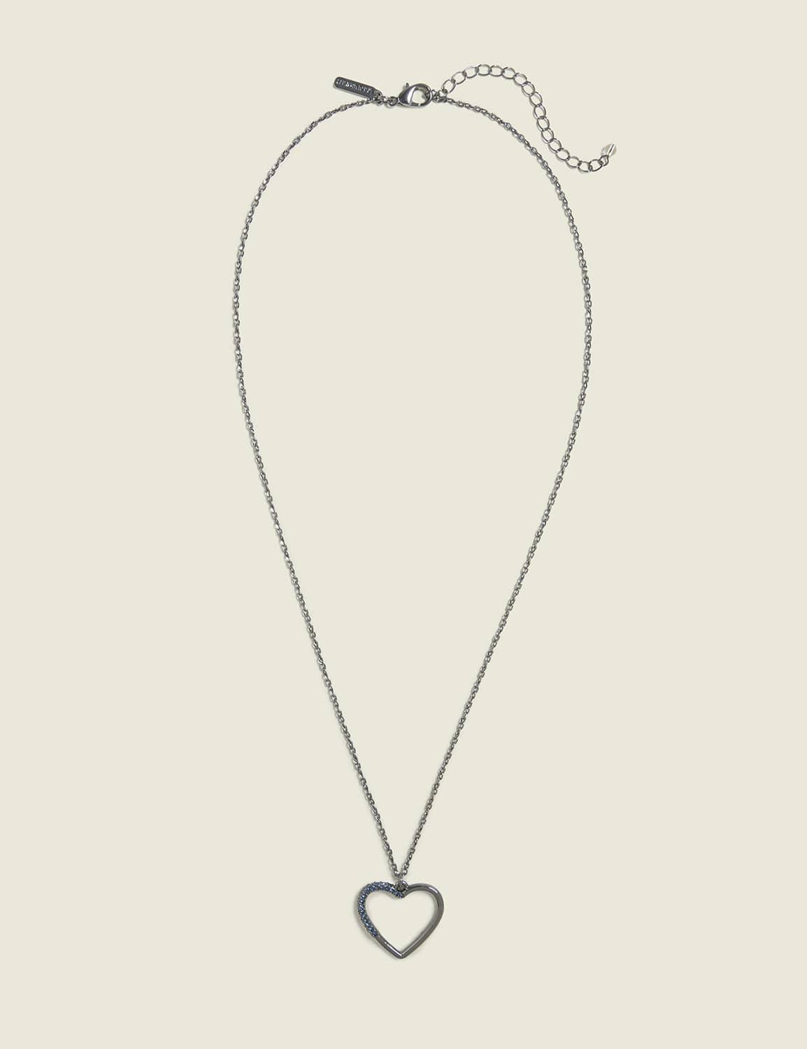 blue pave heart pendant necklace
