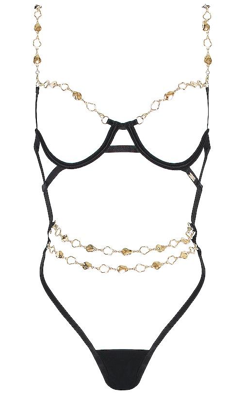 bluebella azalea open wired bodysuit in black. - size l (also in xs, s, m, xl)