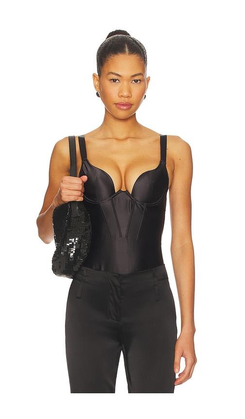bluebella verona luxury satin wired push-up bodysuit in black. - size 32c (also in 34b, 34c, 36c, 32d, 34d, 36d)