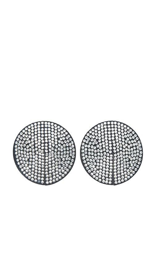bluebella zenn nipple pasties in black,metallic silver.