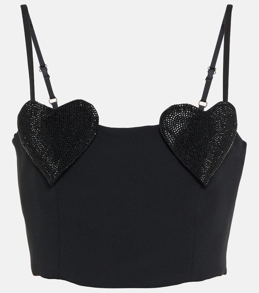 blumarine crystal-embellished cropped top