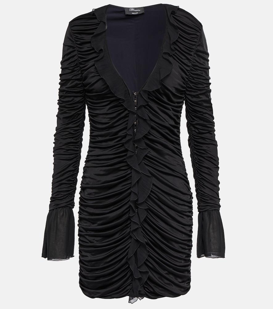 blumarine deep v-neck ruched minidress