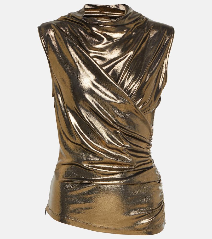 blumarine draped metallic top