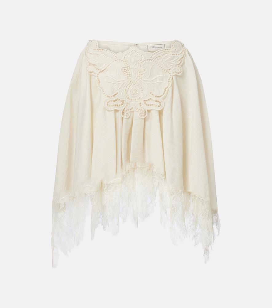 blumarine embroidered lace-trimmed miniskirt