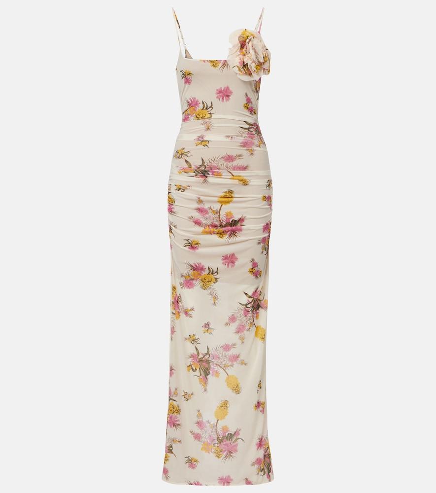 blumarine floral-appliqué floral jersey maxi dress