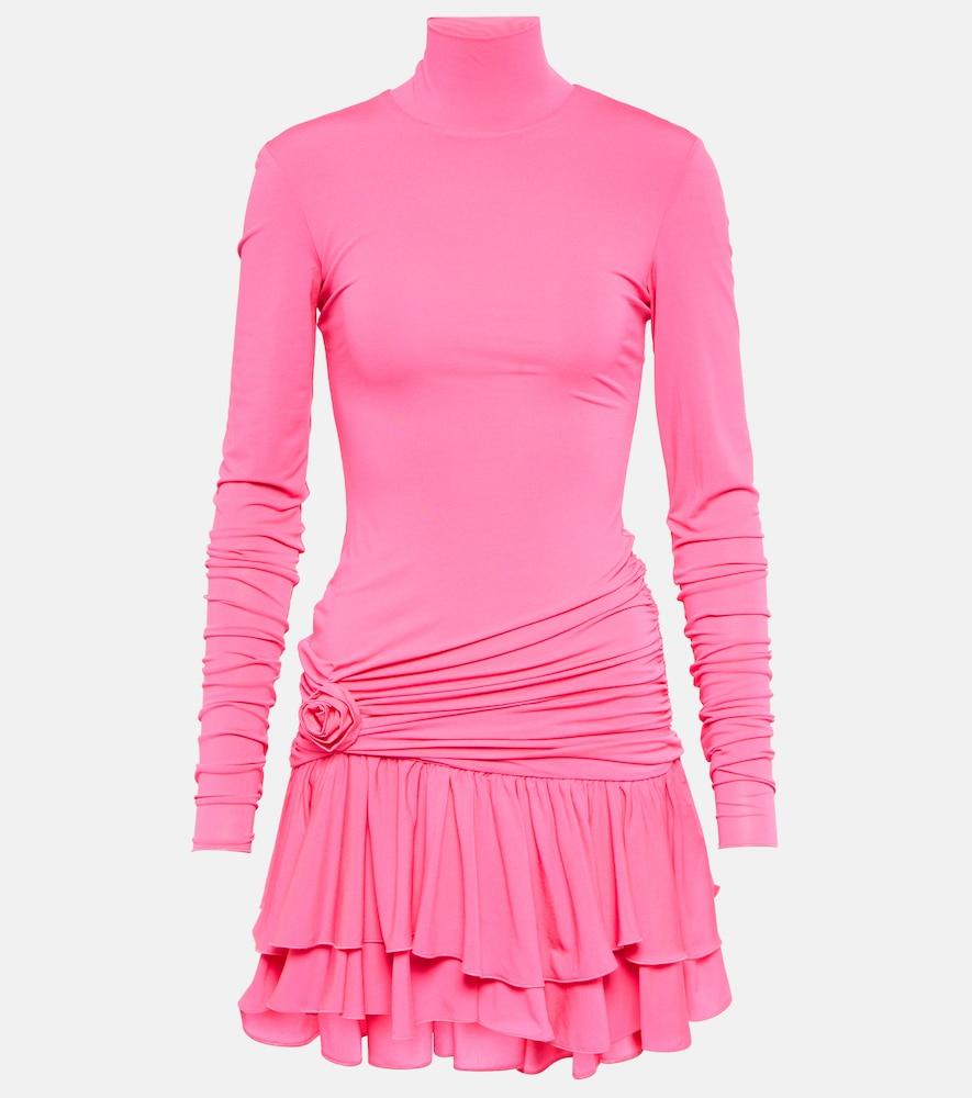 blumarine floral-appliqué gathered minidress