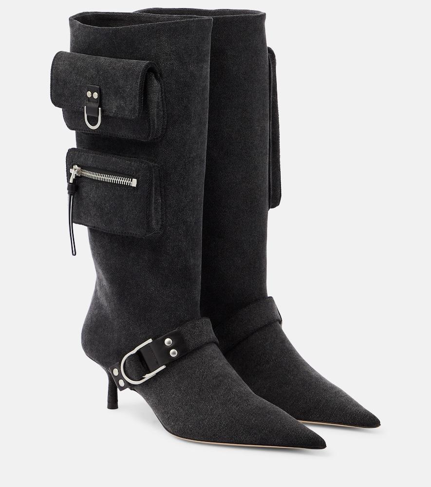 blumarine jeanne denim knee-high boots