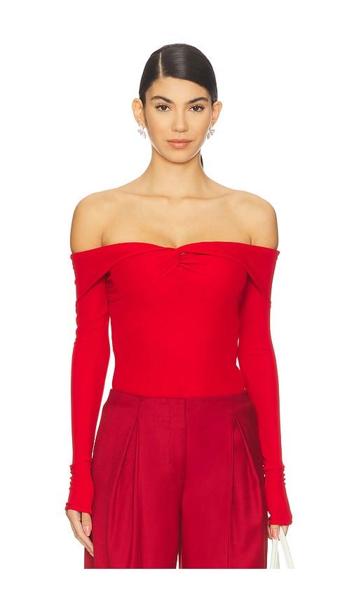 blumarine jersey top in red. - size 36 (also in 38)