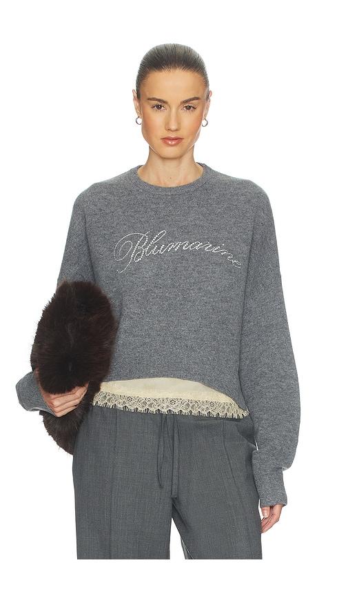 blumarine knit logo embroidered pullover in grey. - size l (also in s)