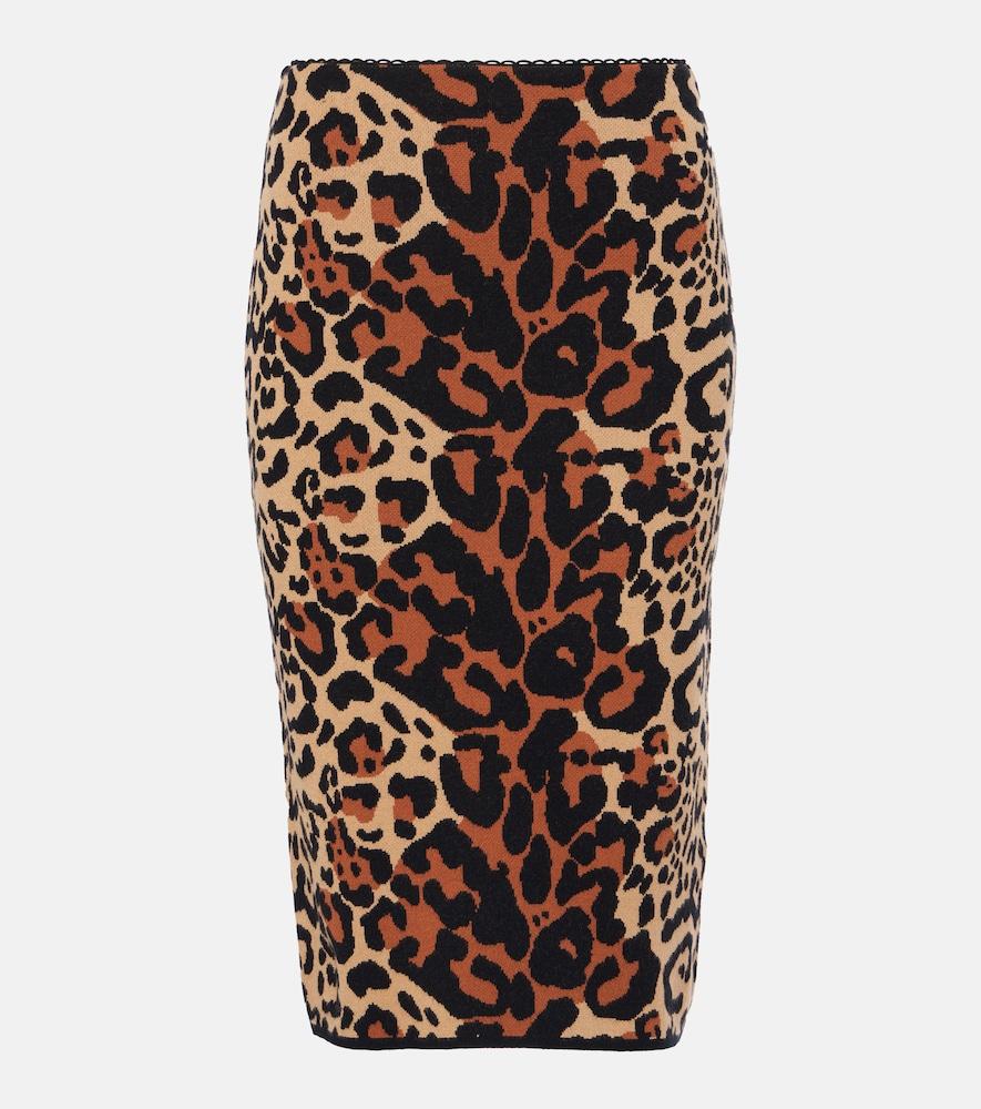 blumarine leo leopard-print jacquard pencil skirt