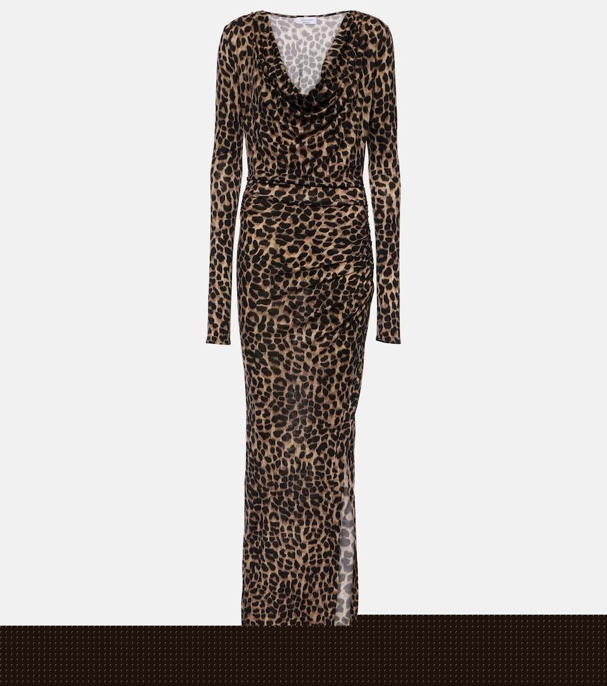 blumarine leopard-print wool jersey maxi dress