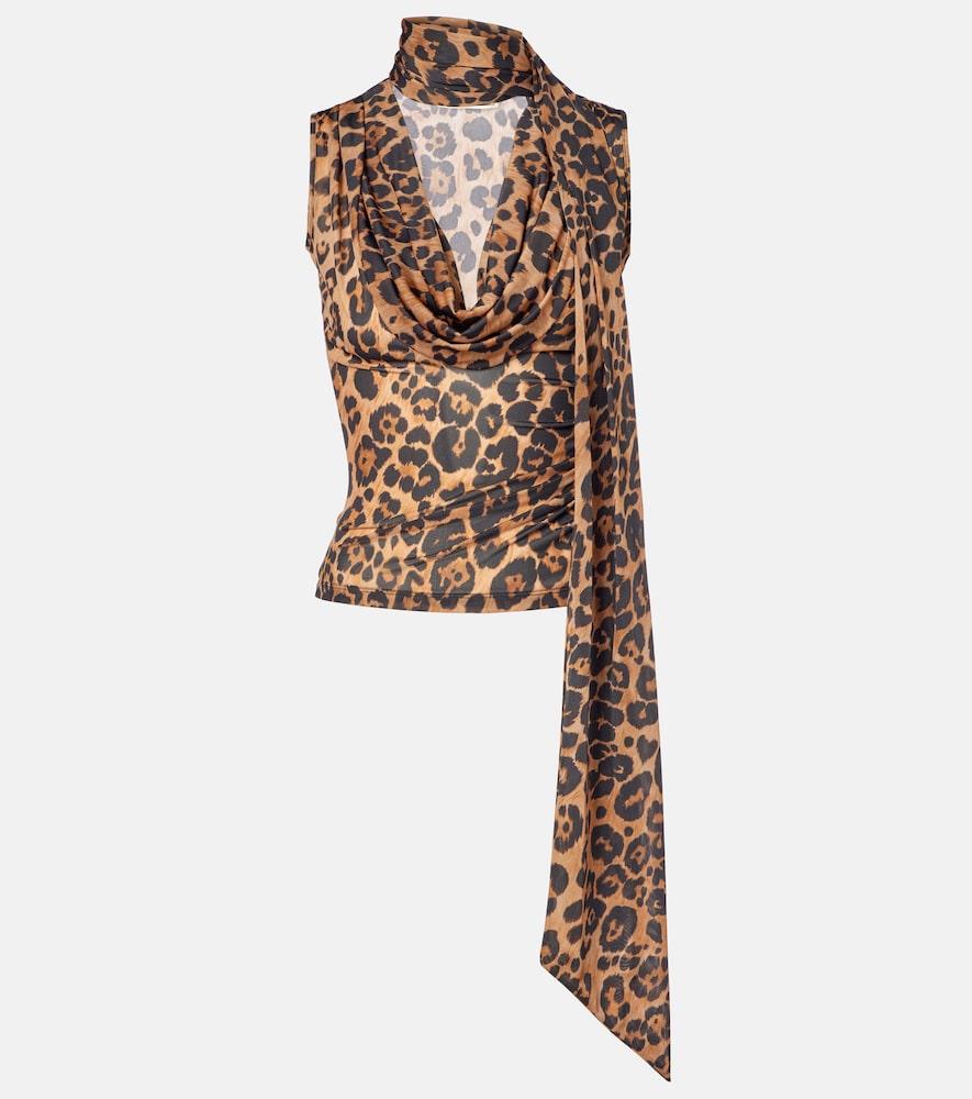 blumarine leopard-printed jersey top