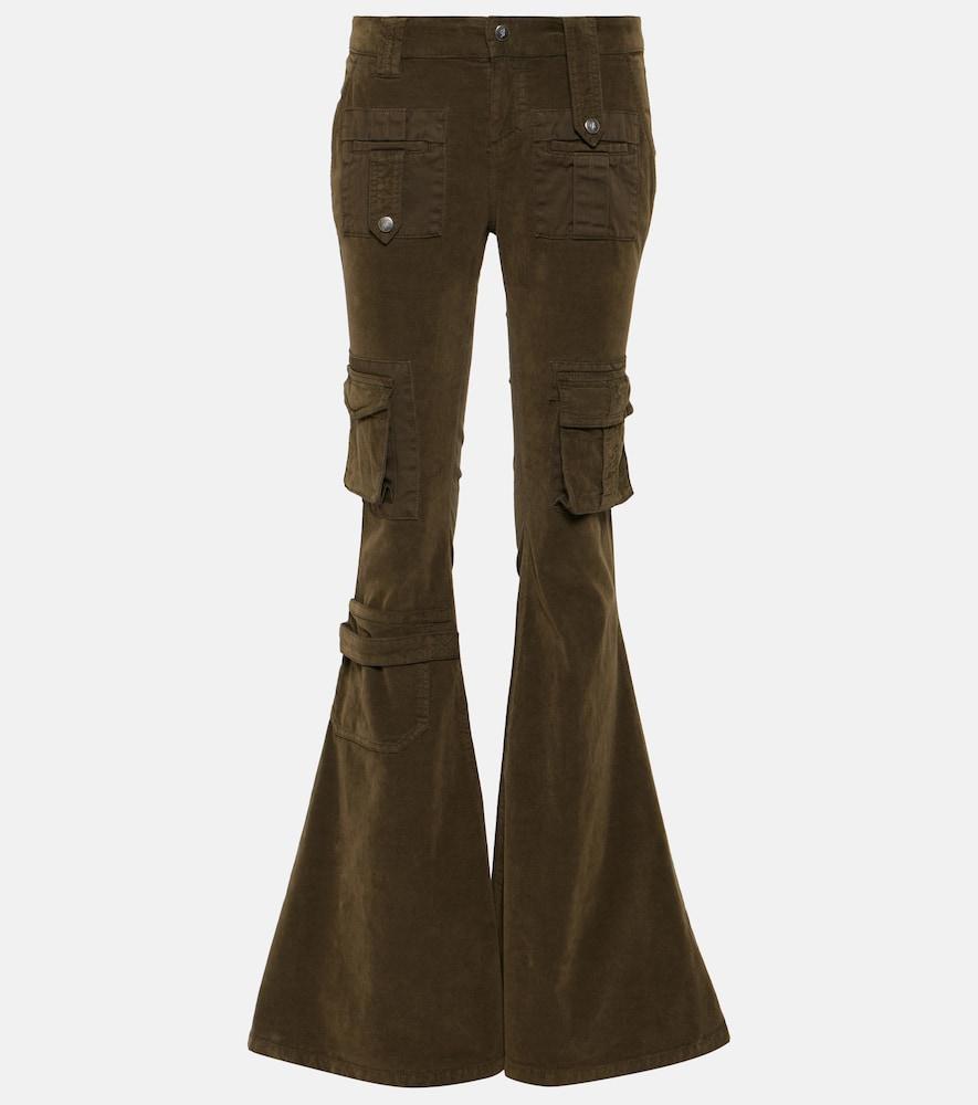 blumarine low-rise velvet flared cargo pants