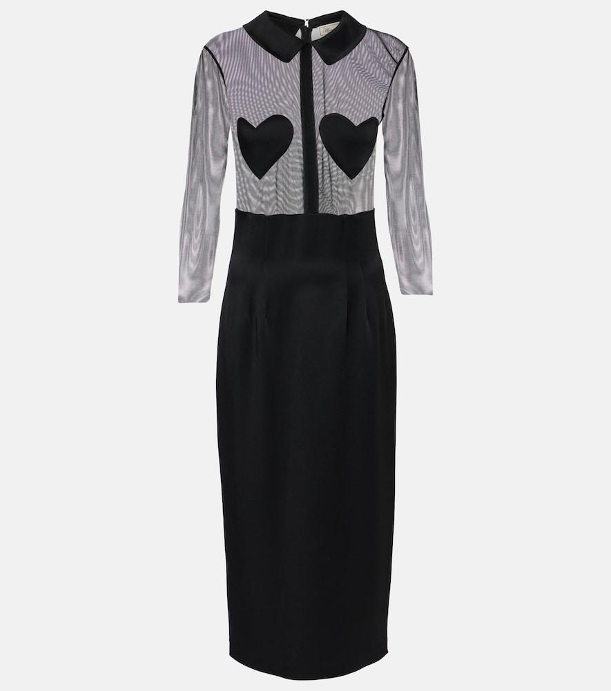 blumarine mesh and satin midi dress