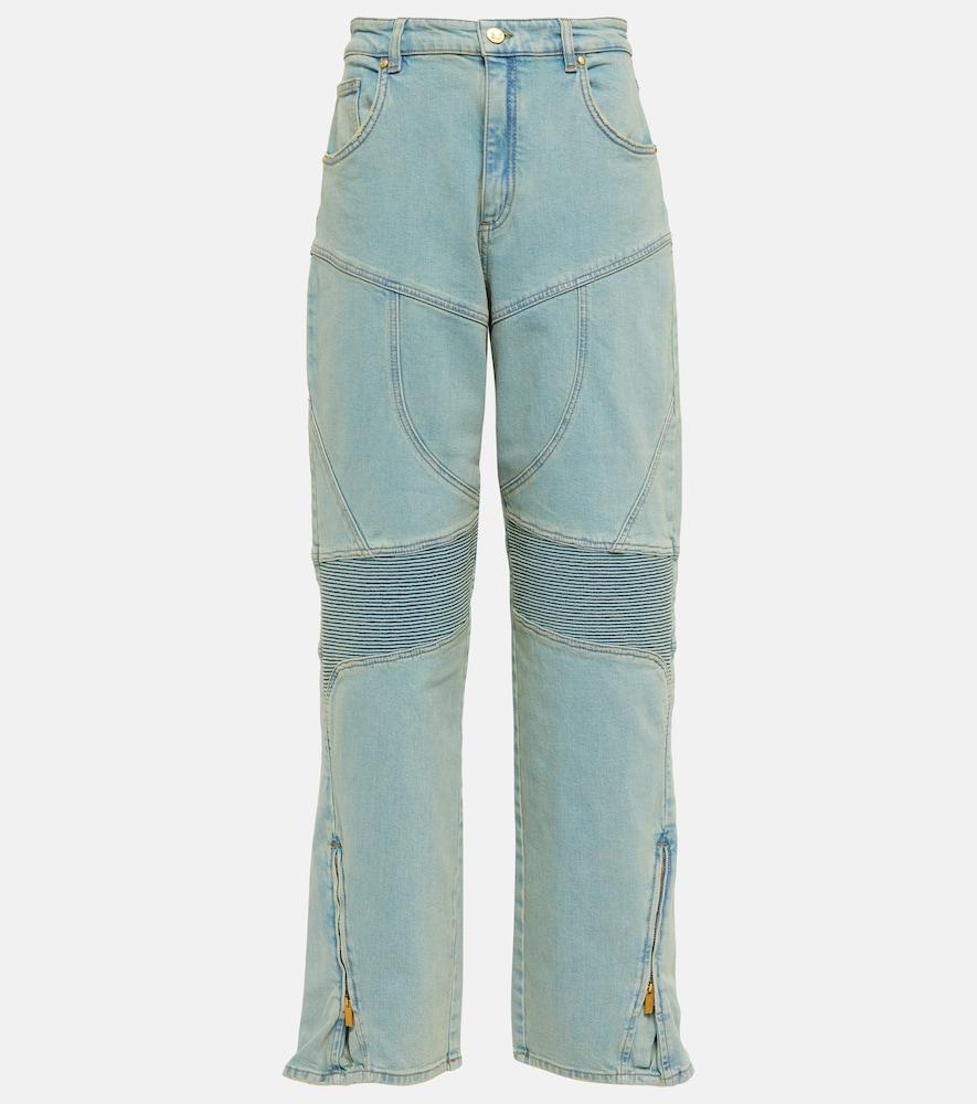 blumarine paneled high-rise wide jeans