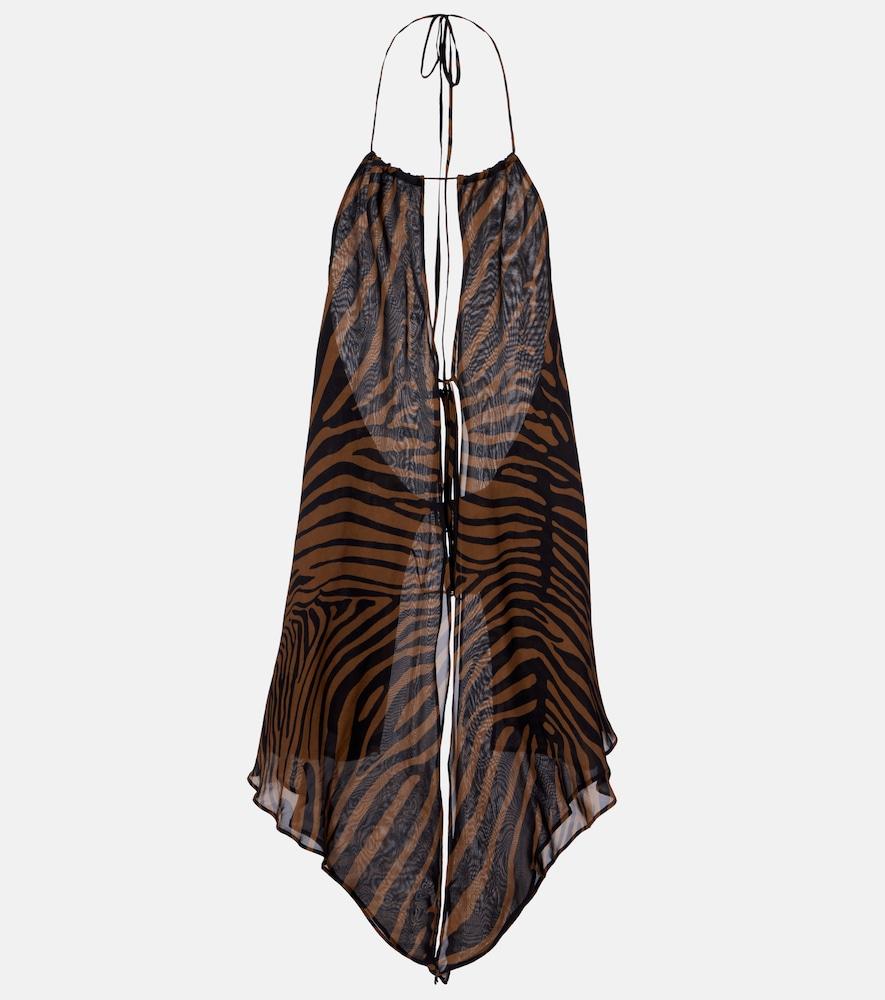 blumarine printed asymmetric halterneck top