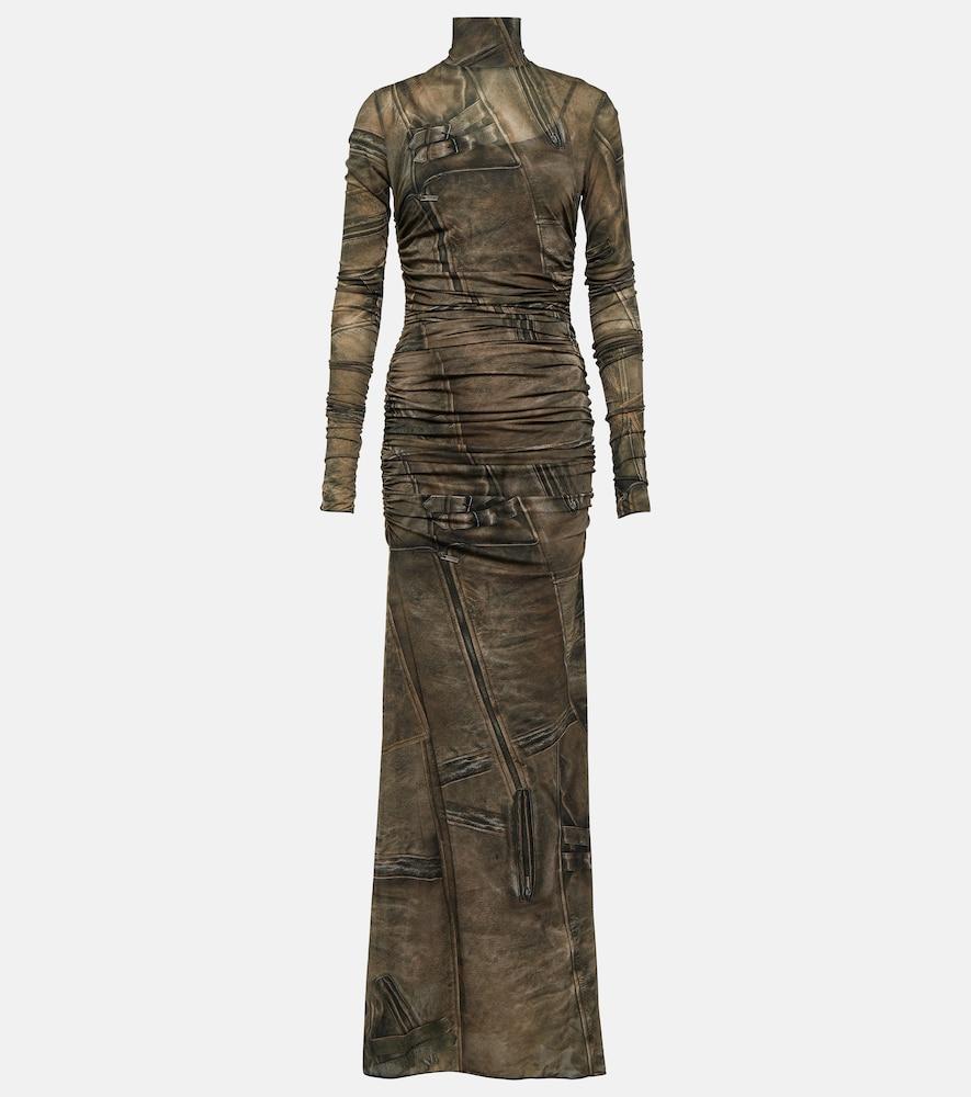 blumarine printed high-neck gown