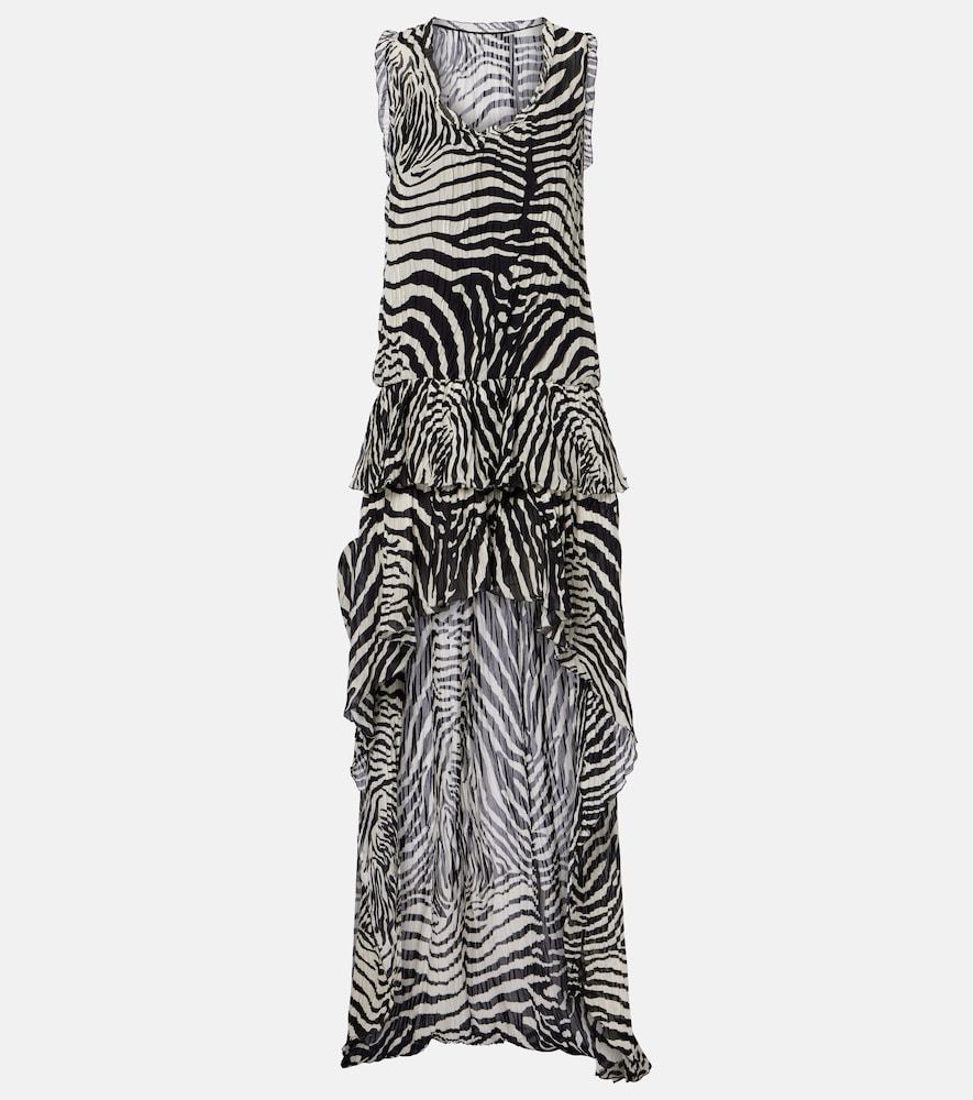 blumarine zebra-print asymmetric chiffon minidress