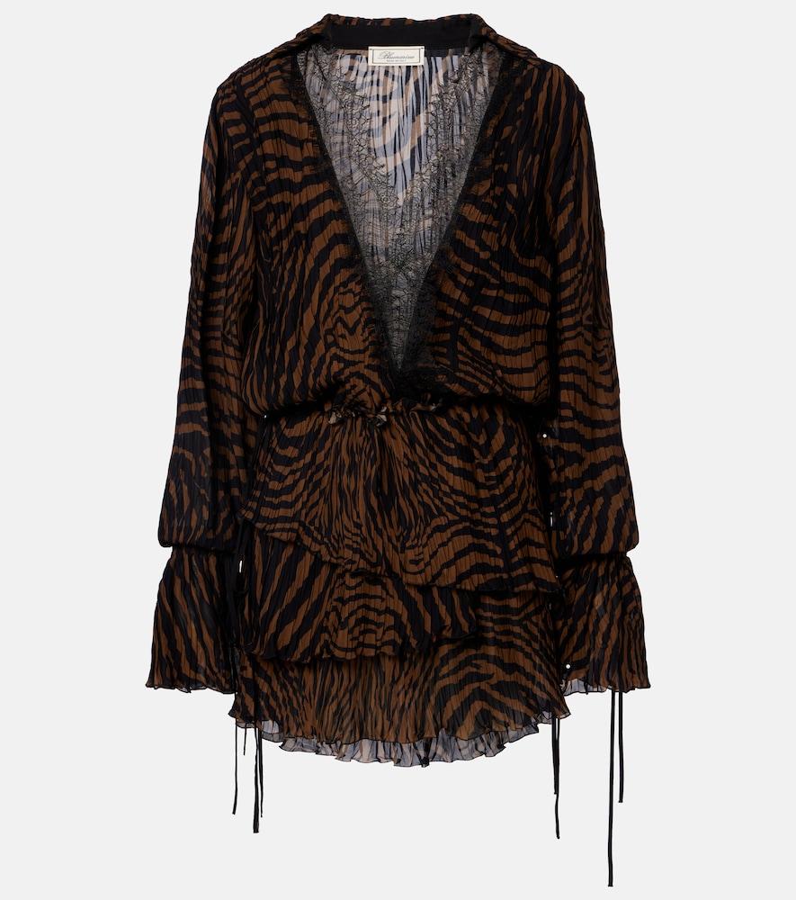 blumarine zebra-print chiffon mini dress