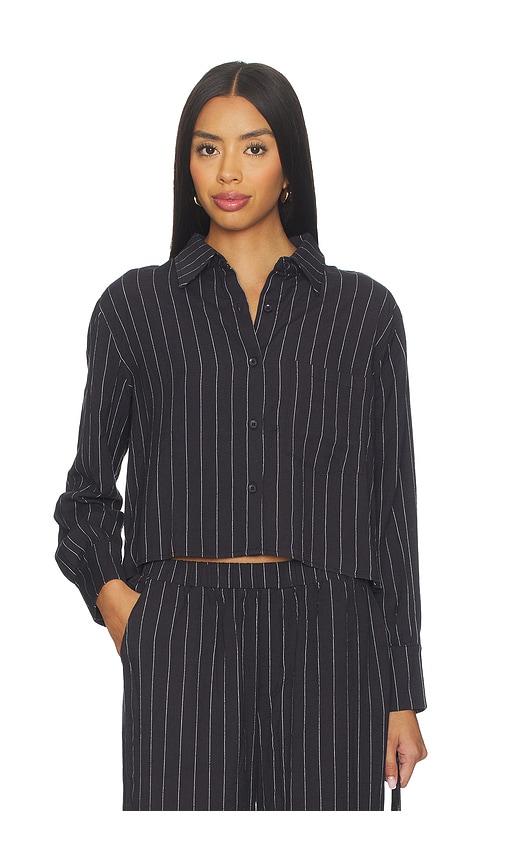 bobi boxy button front shirt in black. - size m (also in xs, s)
