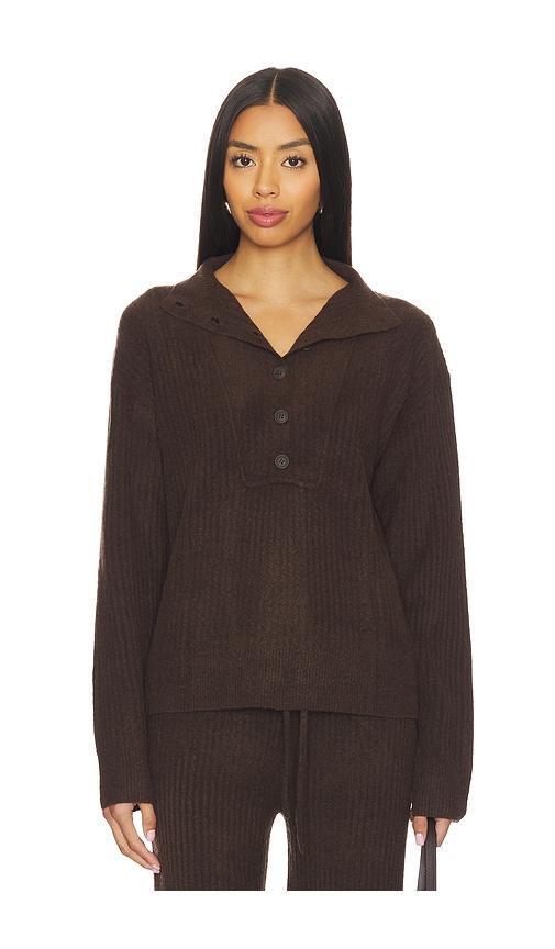 bobi button funnel neck sweater in charcoal. - size l (also in xs, s, m)