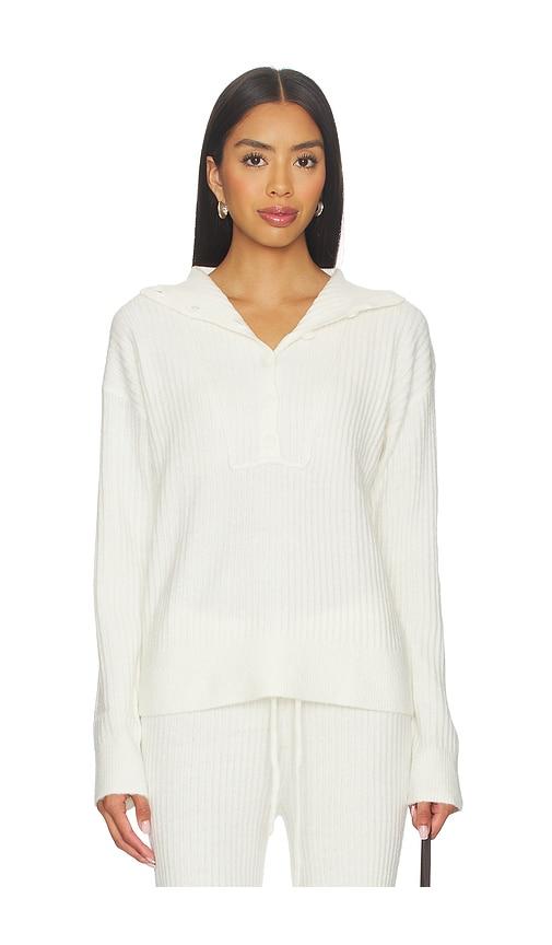 bobi button funnel neck sweater in cream. - size l (also in xs, s, m, xl)