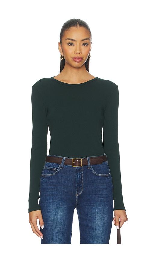 bobi crewneck long sleeve tee in dark green. - size s (also in xs)