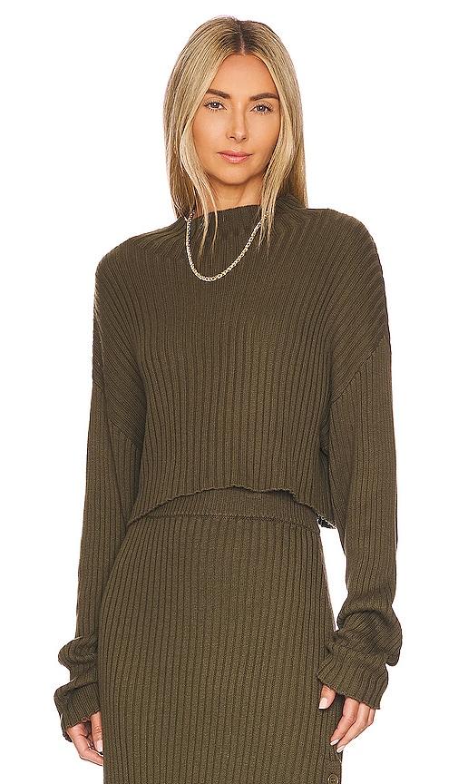 bobi cropped pullover in olive. - size l (also in s, xl, xs)