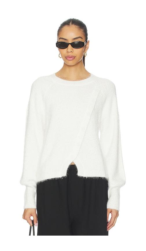 bobi diagonal placket sweater in white. - size s (also in xs)