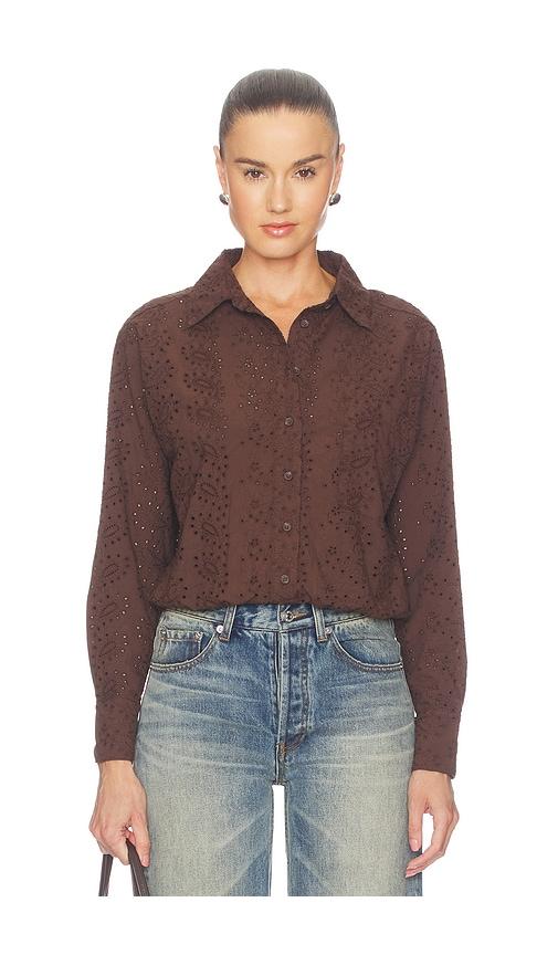 bobi fallon button up in brown. - size l (also in xs, s, m, xl)