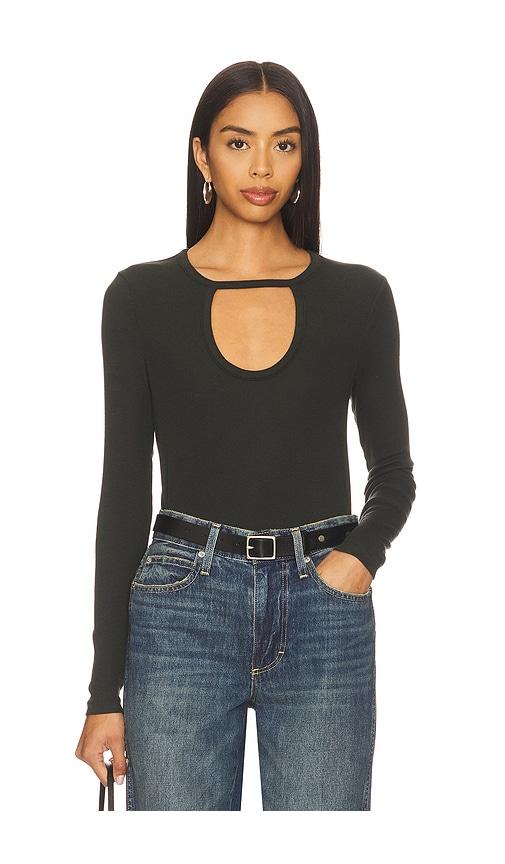 bobi front keyhole tee in dark green. - size m (also in xs, s)