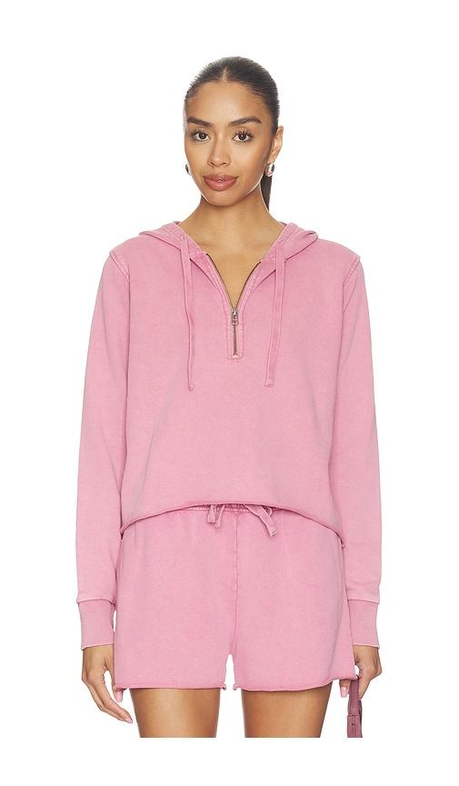 bobi half zip crop hoodie in rose. - size l (also in s, m)
